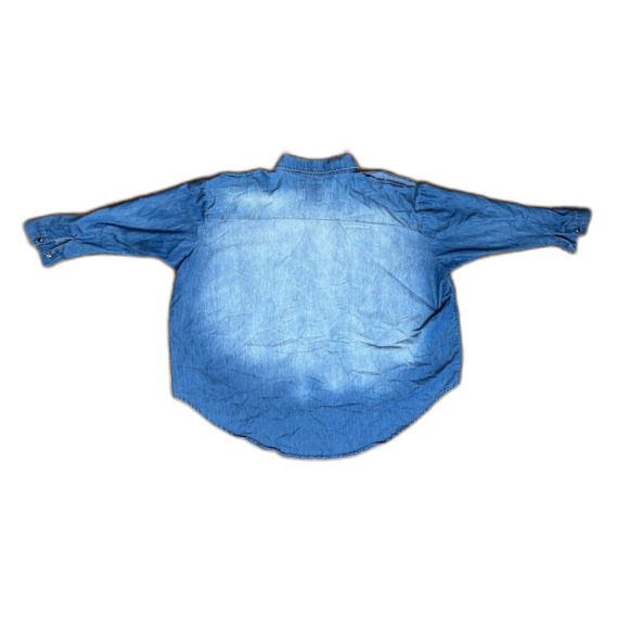 UNIF Blue Cold Shoulder Pearl Snap Button Up Denim Shirt Top   Women's Size XS - Picture 7 of 10